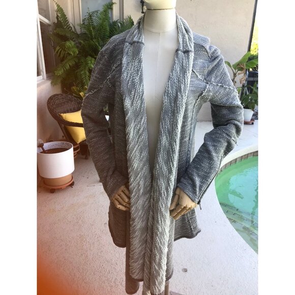 Free People In The Loop Boho Cardigan Sweater Gray Waterfall Size S - Picture 3 of 12